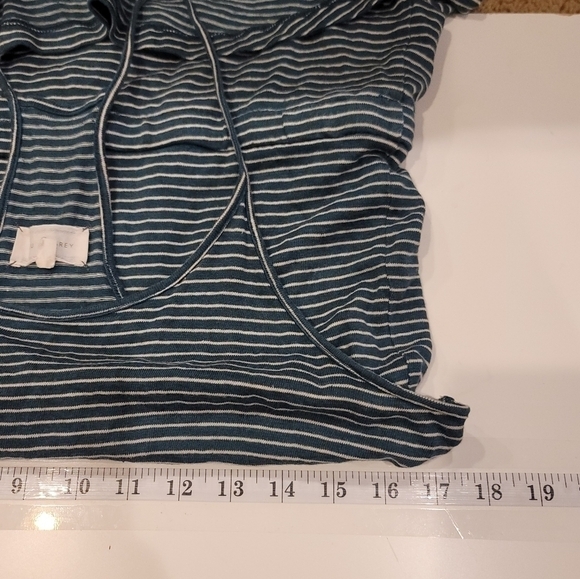 LOU & GREY TEAL STRIPED LINEN BLEND RACER BACK DRESS, SZ LARGE - Picture 11 of 13